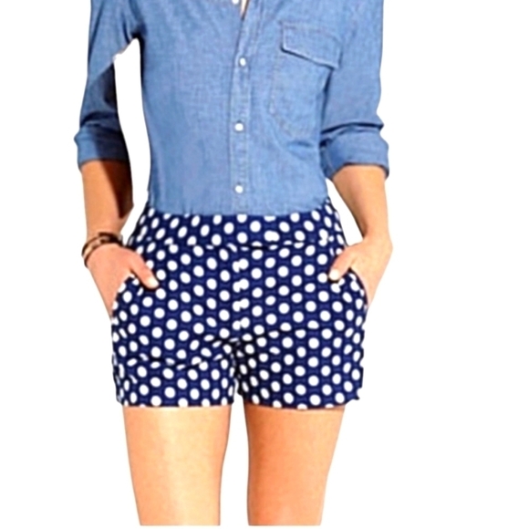 J. Crew Navy Polka Dot Shorts - Picture 1 of 6